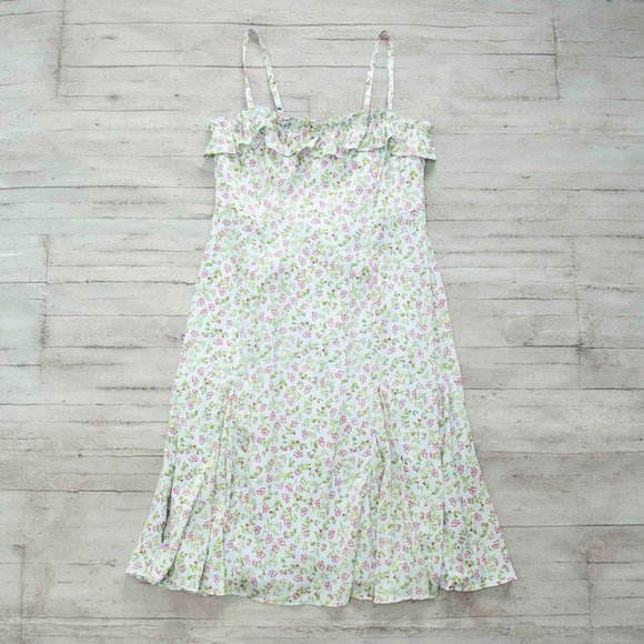 NWT J. Crew Ruffle Stretch Silk Dress in Wisp Floral color Pale Cloud si… - Picture 4 of 8